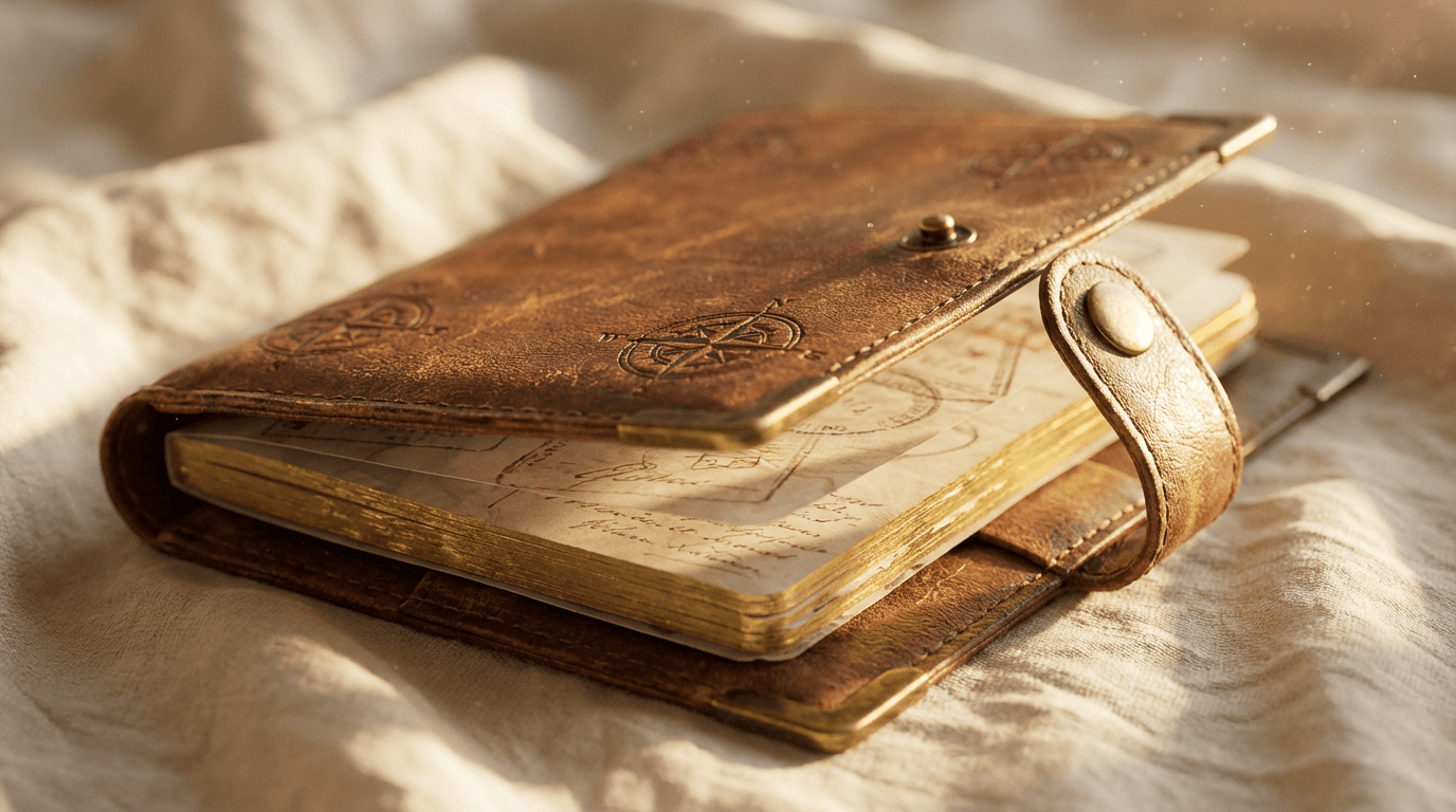 Elderly woman holding passport while reviewing travel options on computer