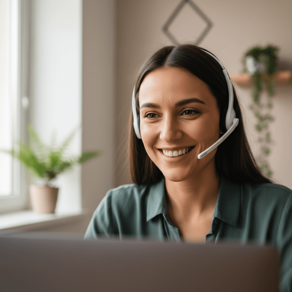 Elderly woman video calling with travel agent to discuss secure booking options